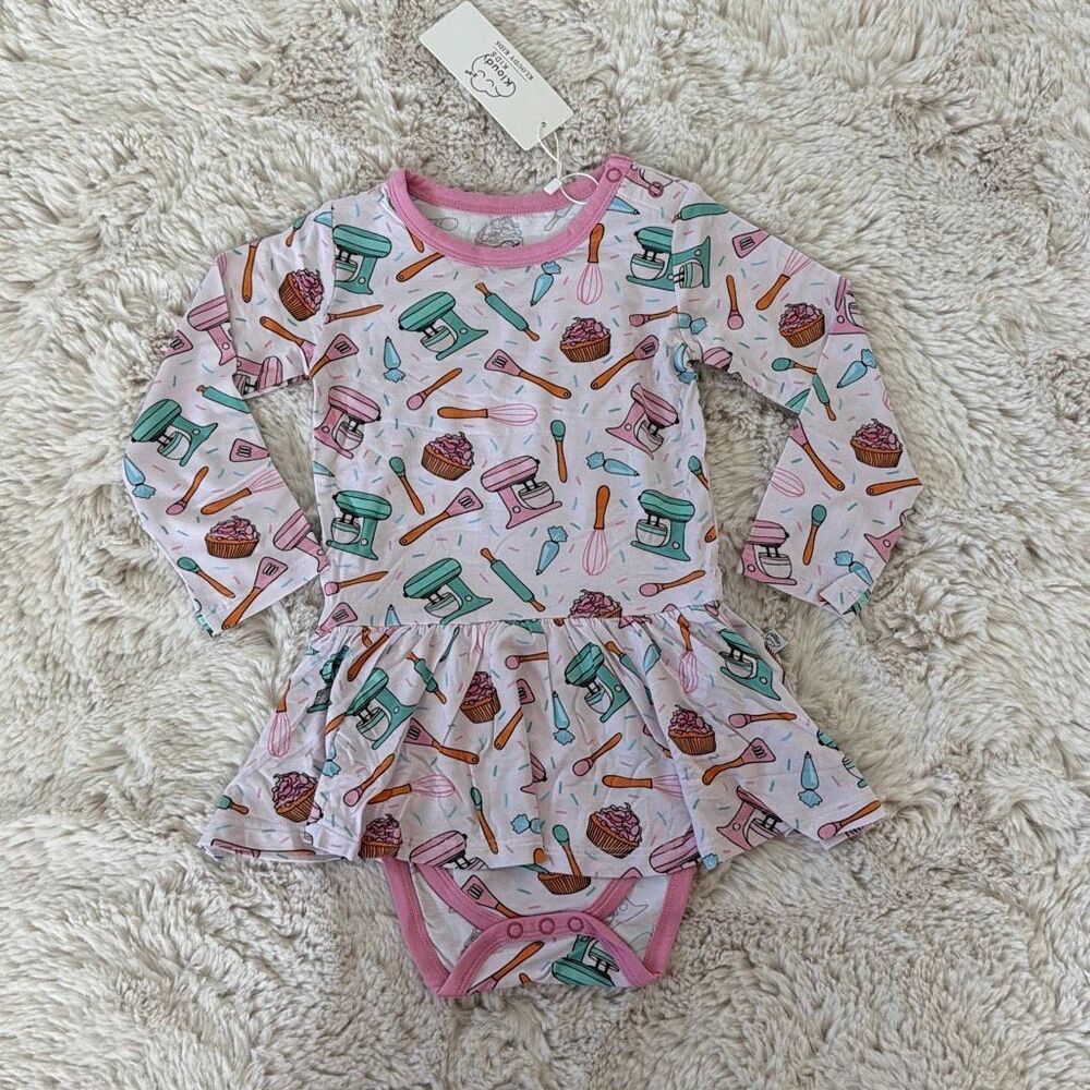 Bamboo Kloudy Kids Baking Bodysuit Twirl Dress Size 2T